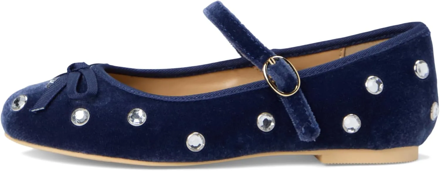 Janie and Jack Girl's Velvet Jewel Flat (Toddler/Little Big Kids) Ballet