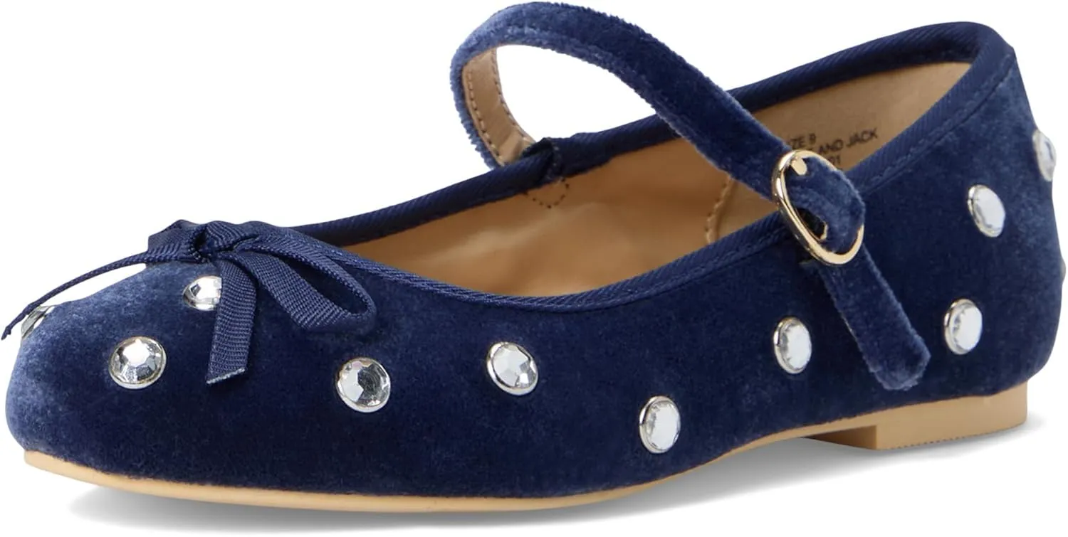 Janie and Jack Girl's Velvet Jewel Flat (Toddler/Little Big Kids) Ballet