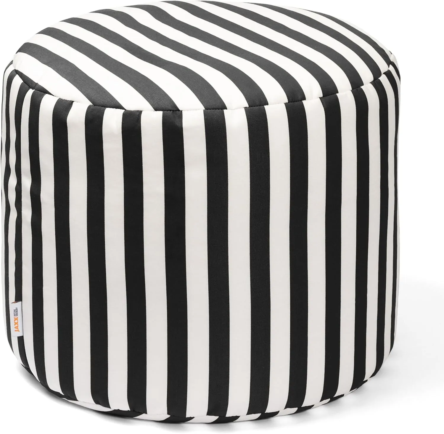 Jaxx Spring Indoor/Outdoor Bean Bag Pouf Ottoman, Black & White Stripes