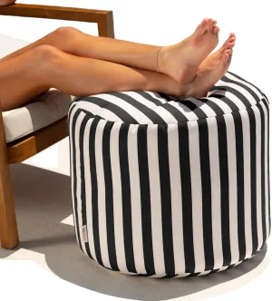 Jaxx Spring Indoor/Outdoor Bean Bag Pouf Ottoman, Black & White Stripes