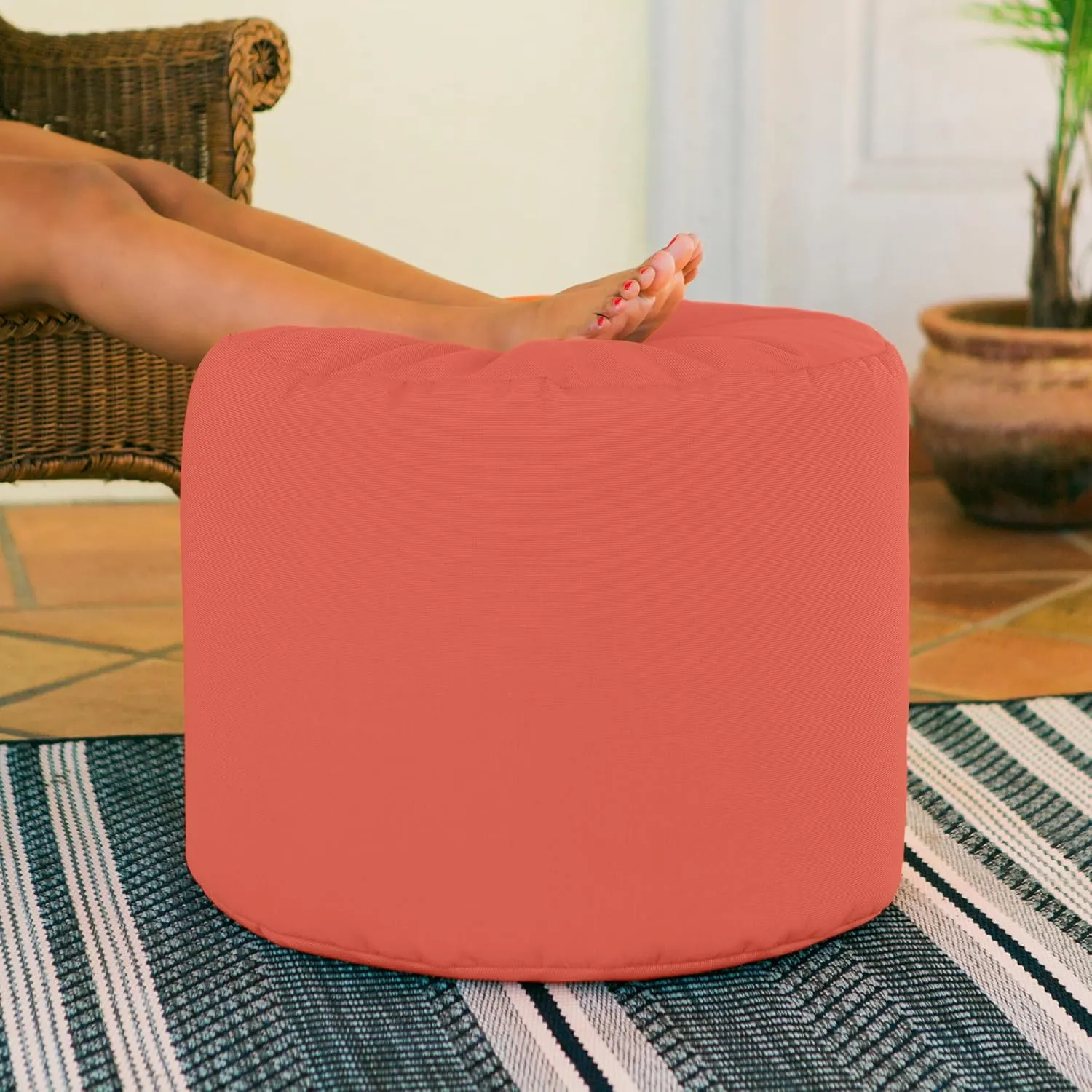 Jaxx Spring Indoor/Outdoor Bean Bag Pouf Ottoman, Flamingo