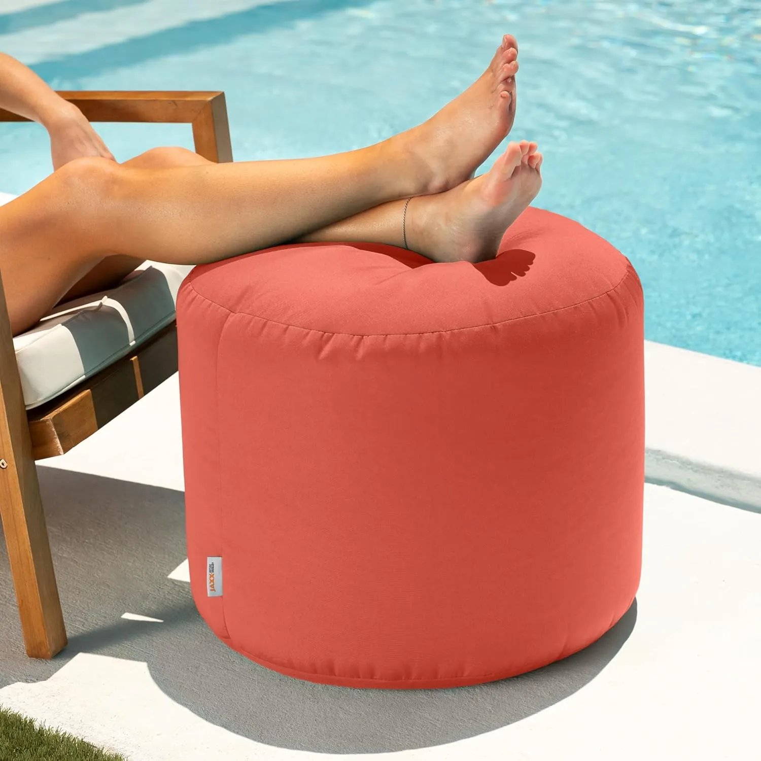 Jaxx Spring Indoor/Outdoor Bean Bag Pouf Ottoman, Flamingo
