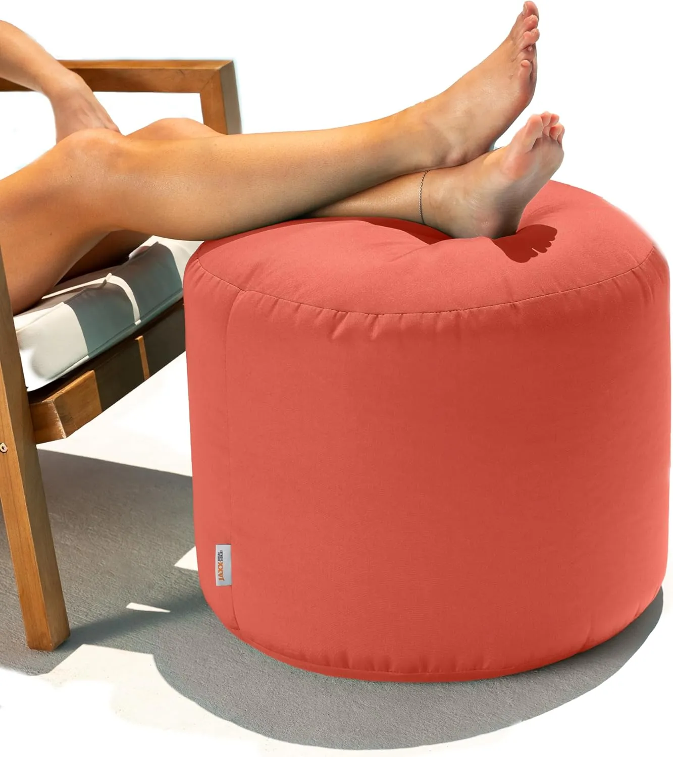 Jaxx Spring Indoor/Outdoor Bean Bag Pouf Ottoman, Flamingo