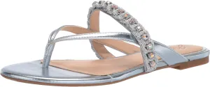 Jewel Badgley Mischka Women's Ornamented Sandal Flip-Flop, Sky Blue, 5.5
