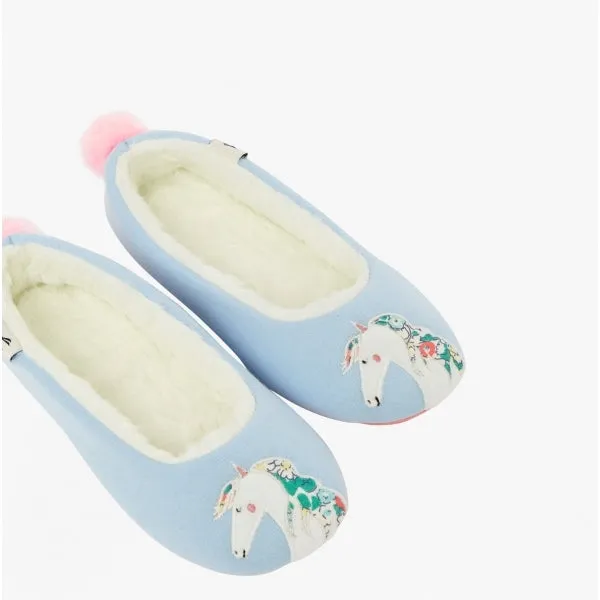 Joules JNR DREAMA Girls Textile Mule Slippers White Horse