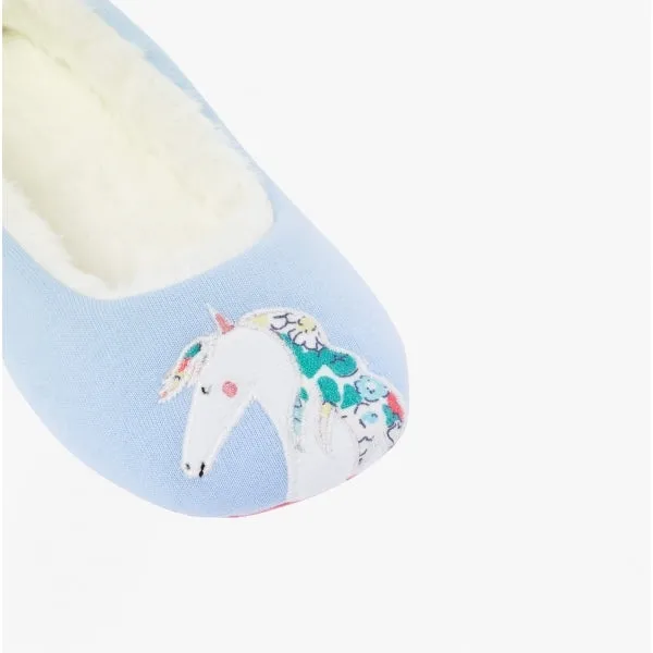 Joules JNR DREAMA Girls Textile Mule Slippers White Horse