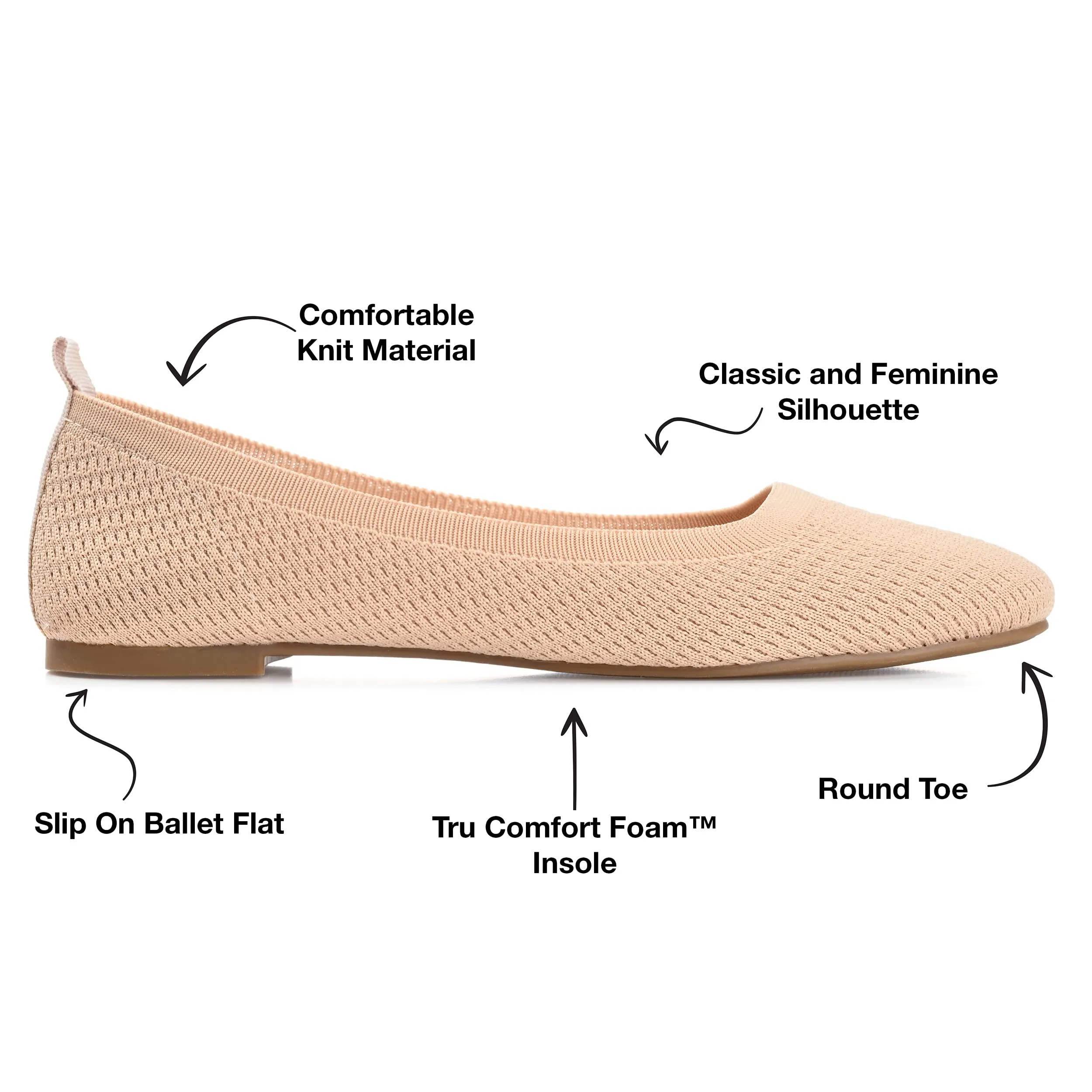 Journee Collection Women's Maryann Ballet Flat, Nude, 10