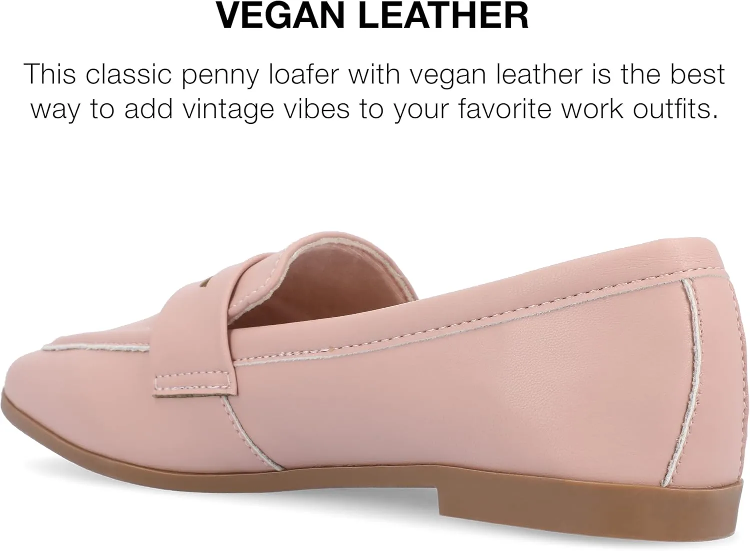 Journee Collection Womens Myeesha Penny Loafer Flat Slip On Square Toe Block Heel Leather Dress Shoe