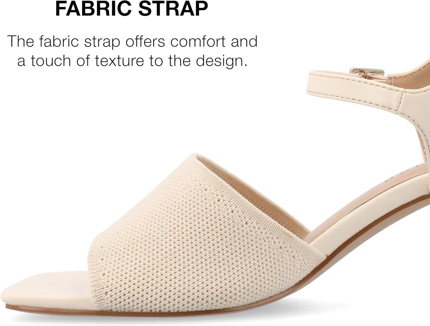 Journee Womens Knit Buckle Ankle Strap Covered Block Heel Open Square Toe Evylinn Comfort Foam Sandals