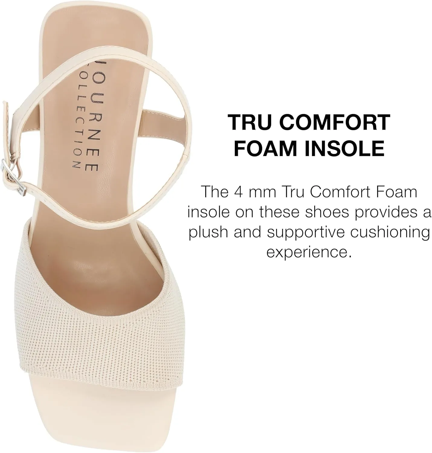 Journee Womens Knit Buckle Ankle Strap Covered Block Heel Open Square Toe Evylinn Comfort Foam Sandals