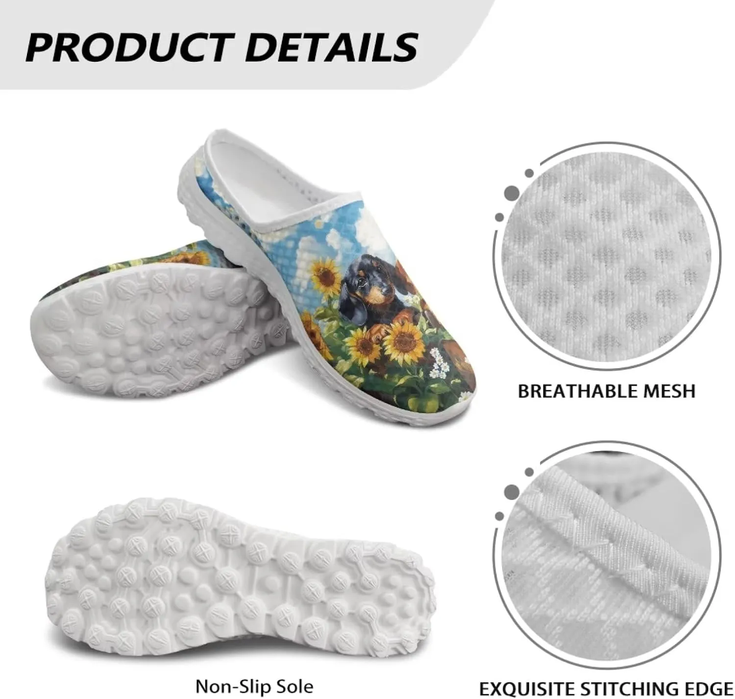 JoyLamoria Animal Pattern House Womens Shoes Mule Flower Lightweight Clog Fashion Comfortable Walking Backless Sport Sneakers