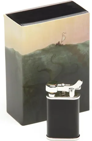 Kabuto Japanese Pipe Lighter - Soft Angled Flame, Adjustable, Uses Flint & Butane, Travel Friendly, Flip Top, Small Pocket Size (Short Black Matte)