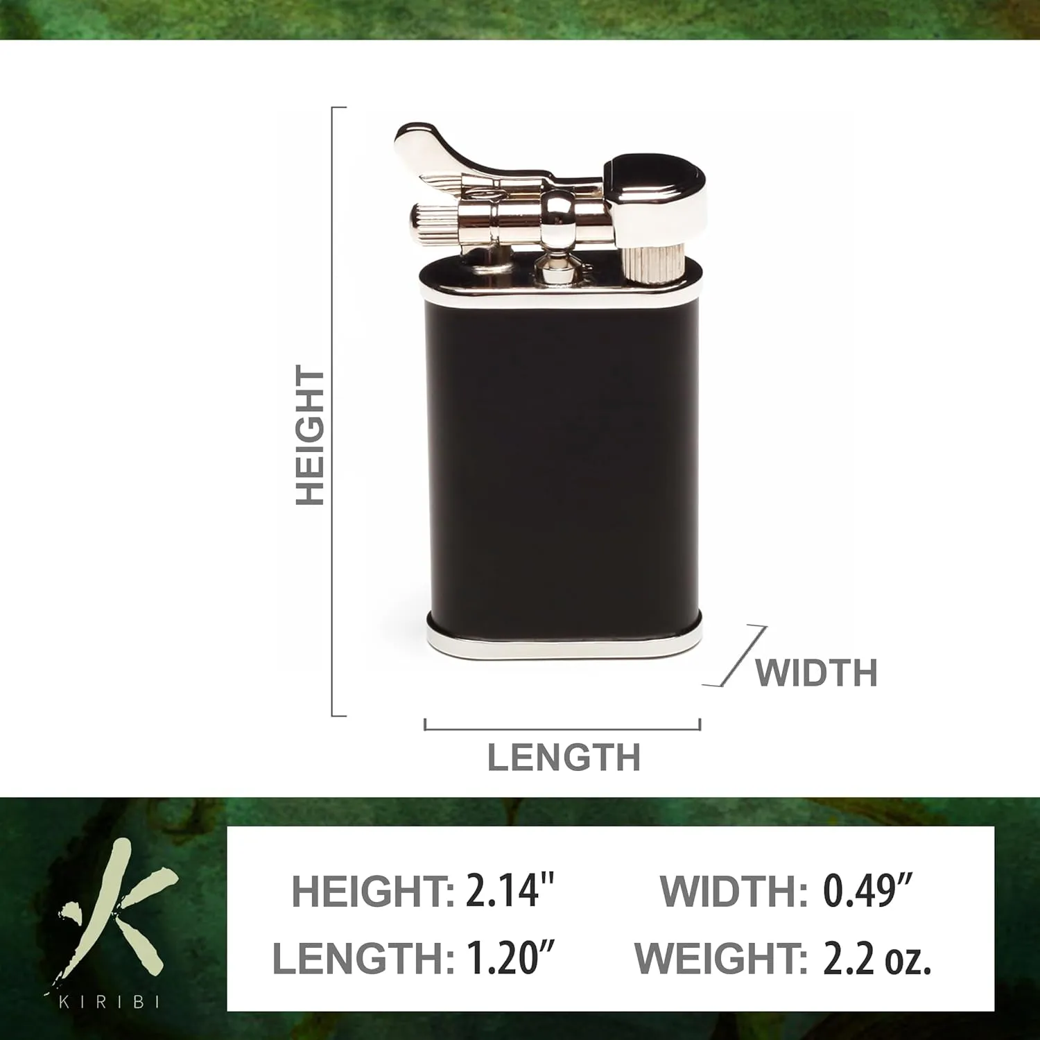 Kabuto Japanese Pipe Lighter - Soft Angled Flame, Adjustable, Uses Flint & Butane, Travel Friendly, Flip Top, Small Pocket Size (Short Black Matte)