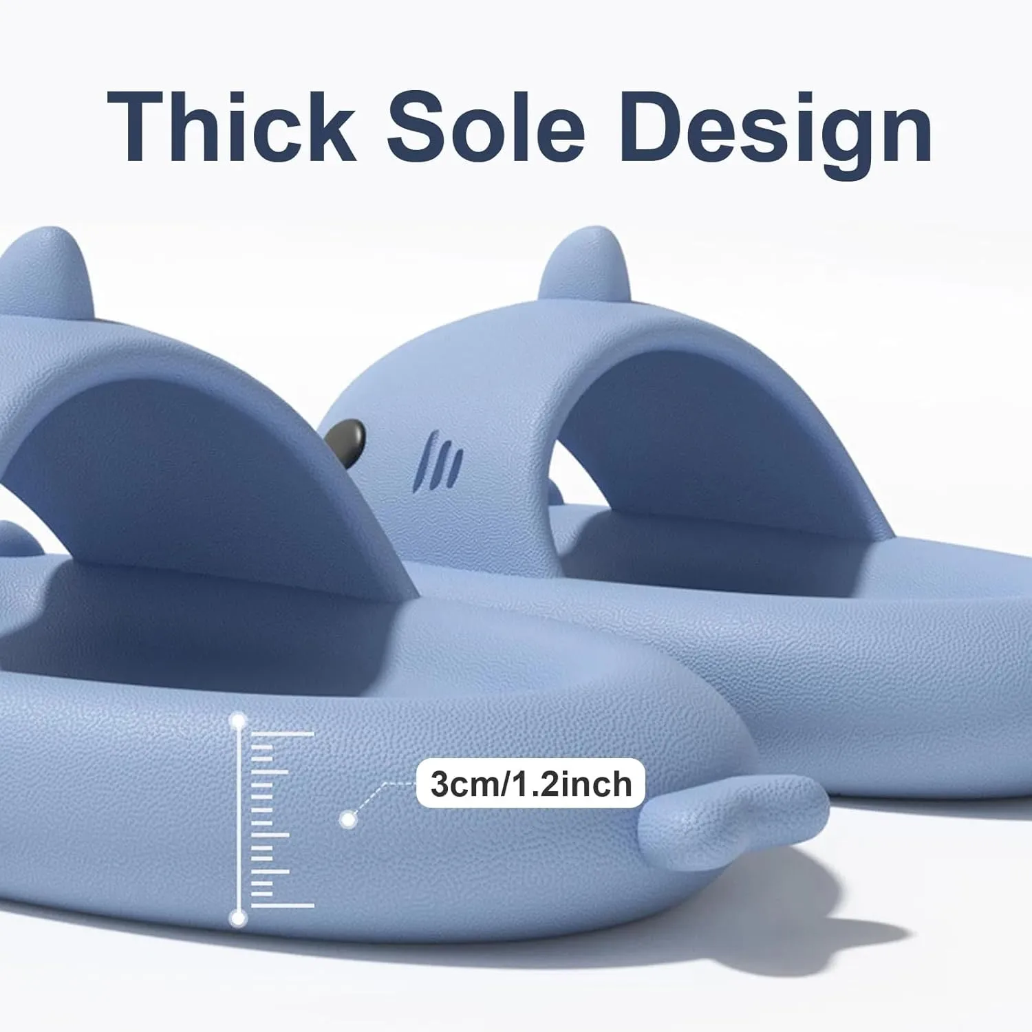 Kapley Sharklas, Shark Slides, Sandals, Shoes - Cartoon Design Non-Slip EVA Thickened Sole, Lightweight Unisex Beach Sandals