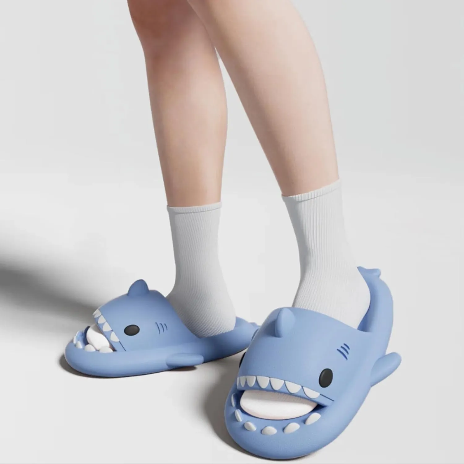 Kapley Sharklas, Shark Slides, Sandals, Shoes - Cartoon Design Non-Slip EVA Thickened Sole, Lightweight Unisex Beach Sandals
