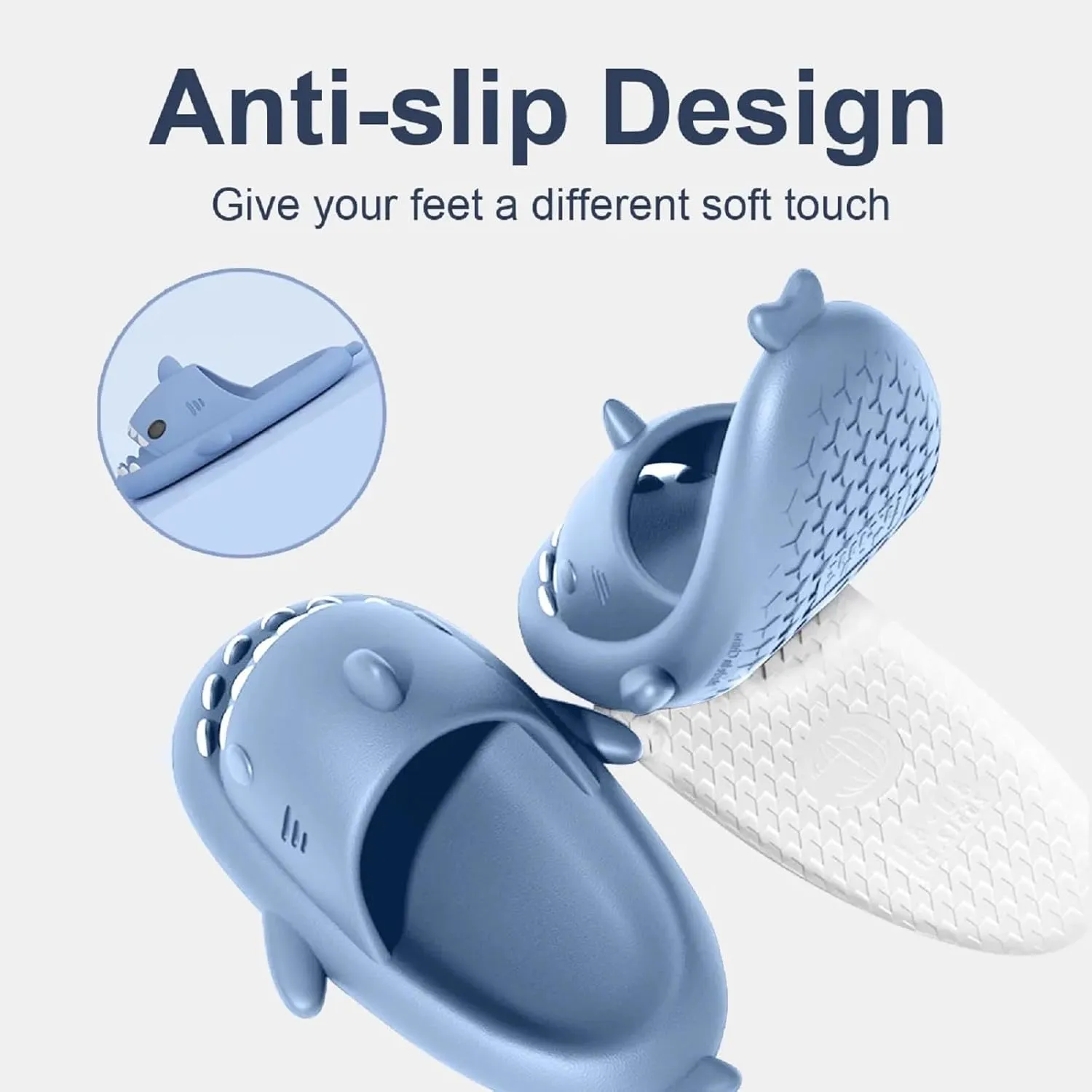 Kapley Sharklas, Shark Slides, Sandals, Shoes - Cartoon Design Non-Slip EVA Thickened Sole, Lightweight Unisex Beach Sandals