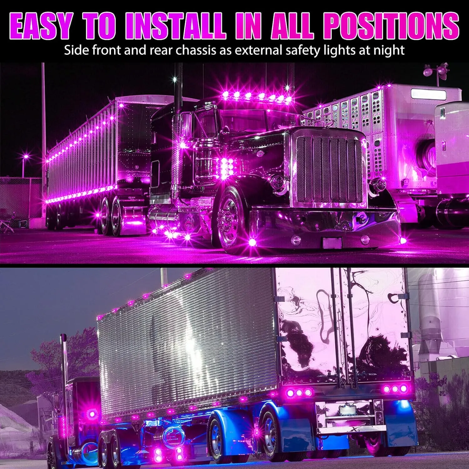 KEING Purple 3.8" 6 LED Trailer Marker Lights Sealed, LED Marker Lights Indicators Clearance Lamps 12V DC for Trucks Bus Trailer RV Cab Lorry Van UTV SUV Pickup Camper (20 Pack)