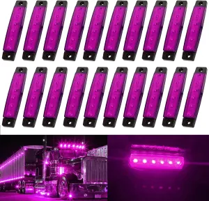 KEING Purple 3.8" 6 LED Trailer Marker Lights Sealed, LED Marker Lights Indicators Clearance Lamps 12V DC for Trucks Bus Trailer RV Cab Lorry Van UTV SUV Pickup Camper (20 Pack)