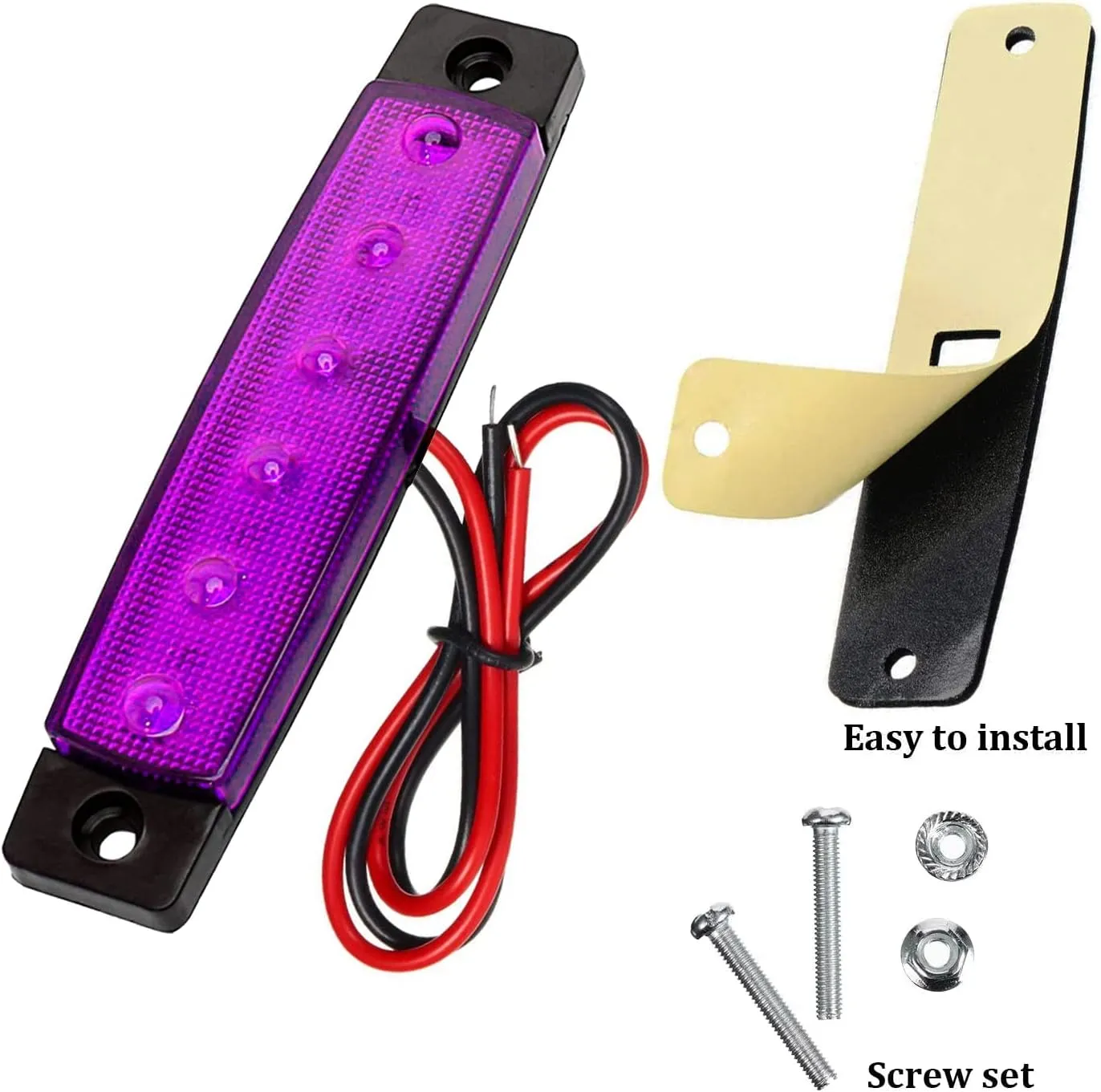 KEING Purple 3.8" 6 LED Trailer Marker Lights Sealed, LED Marker Lights Indicators Clearance Lamps 12V DC for Trucks Bus Trailer RV Cab Lorry Van UTV SUV Pickup Camper (20 Pack)