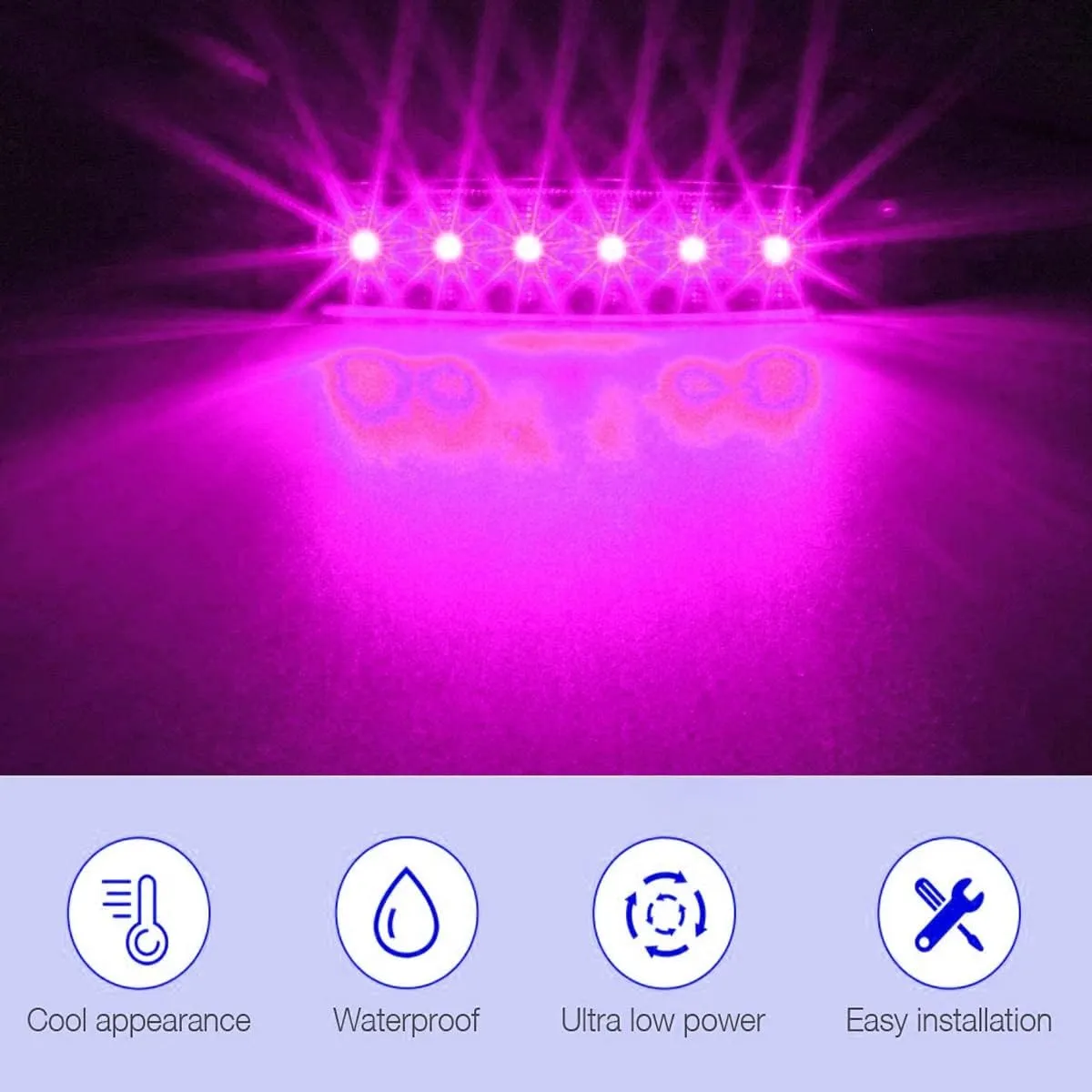 KEING Purple 3.8" 6 LED Trailer Marker Lights Sealed, LED Marker Lights Indicators Clearance Lamps 12V DC for Trucks Bus Trailer RV Cab Lorry Van UTV SUV Pickup Camper (20 Pack)