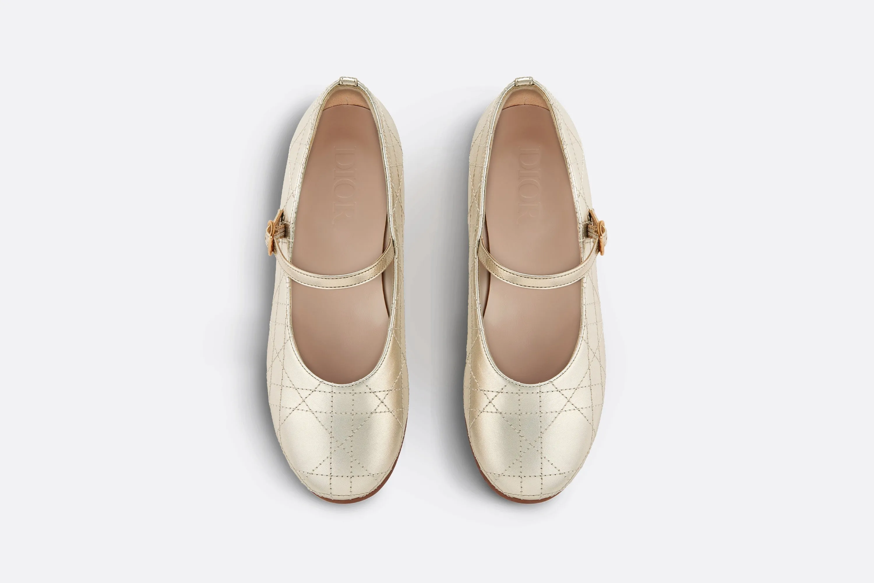 Kid's Ballet Flat • Gold-Tone Cannage Calfskin