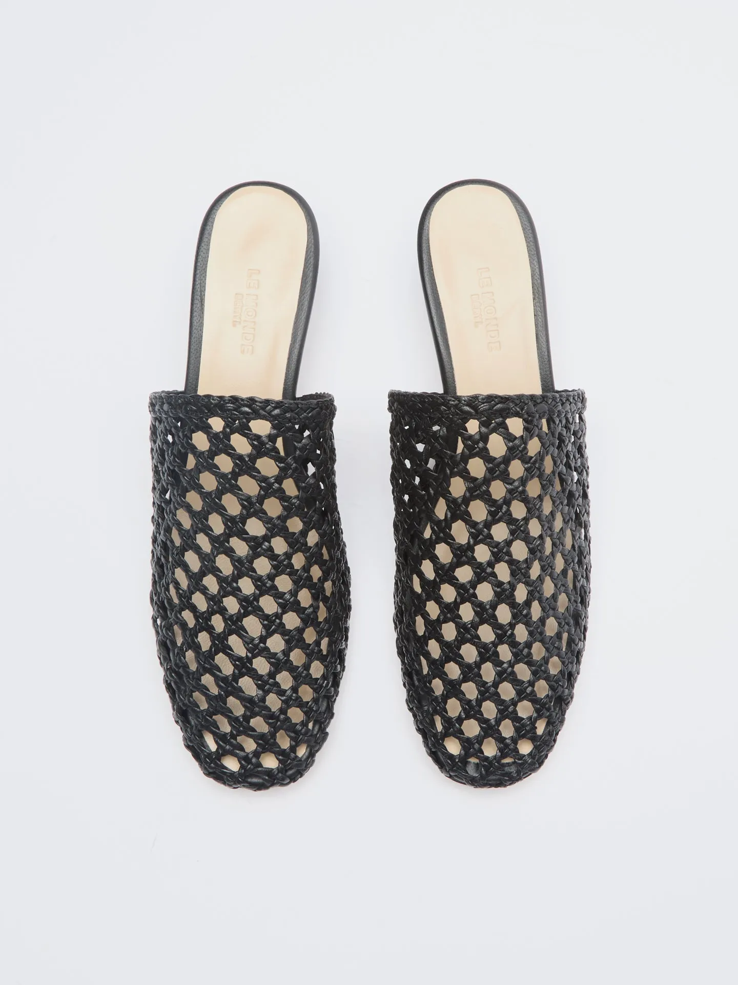 Kitten Mule / Black Woven Leather