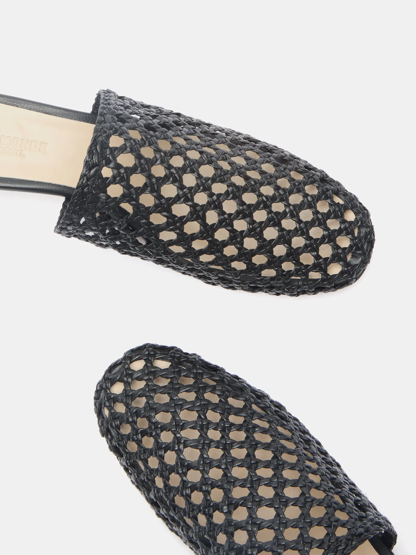 Kitten Mule / Black Woven Leather