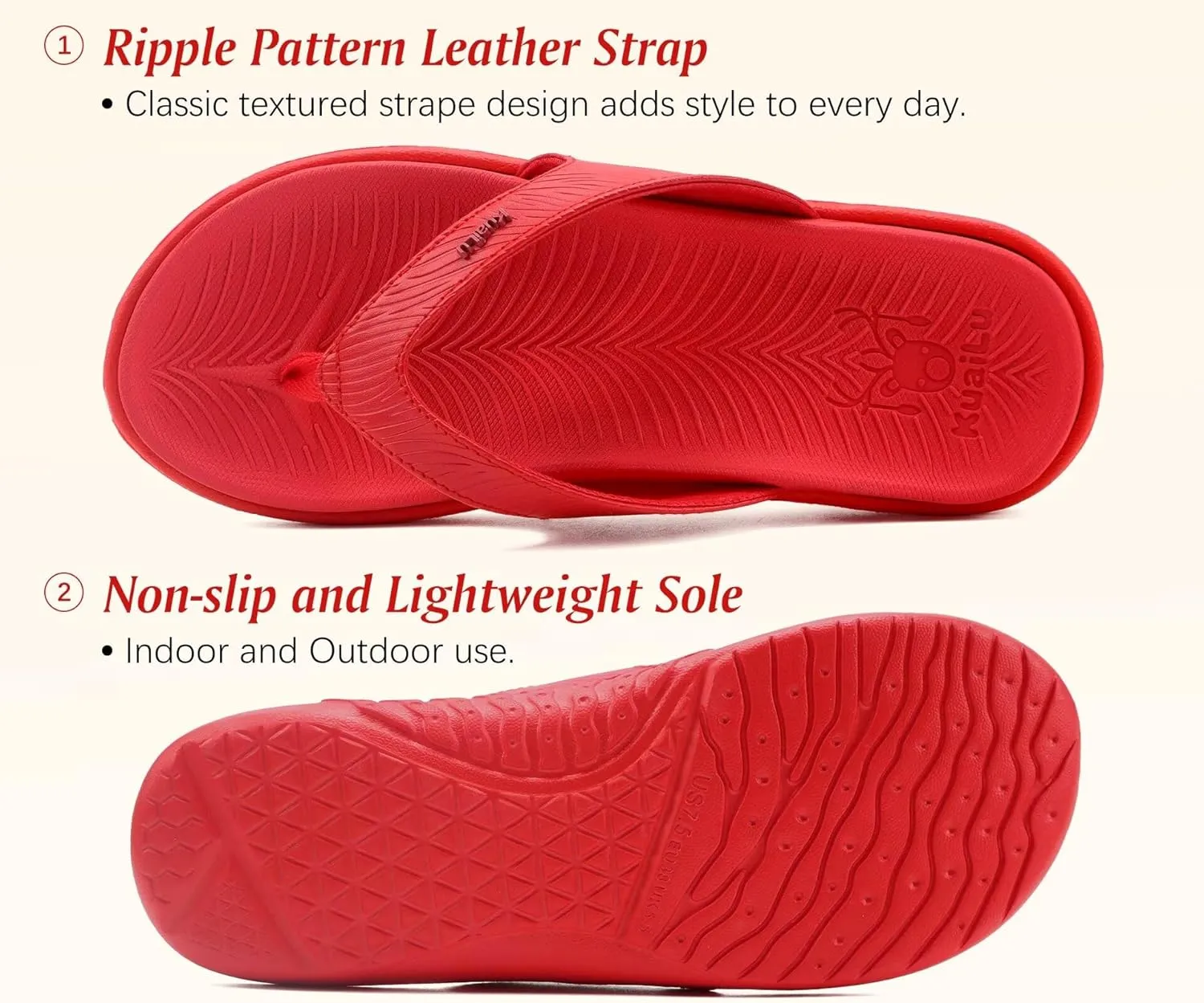 KuaiLu Flip Flops For Women Ladies Orthotic Yoga Mat Cushion Sandals Dressy Womans Lightweight Summer Slip On Beach Thong Sandles with Comfortable Arch Support (US Size 5-12)
