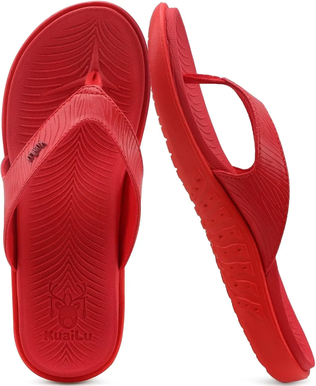 KuaiLu Flip Flops For Women Ladies Orthotic Yoga Mat Cushion Sandals Dressy Womans Lightweight Summer Slip On Beach Thong Sandles with Comfortable Arch Support (US Size 5-12)