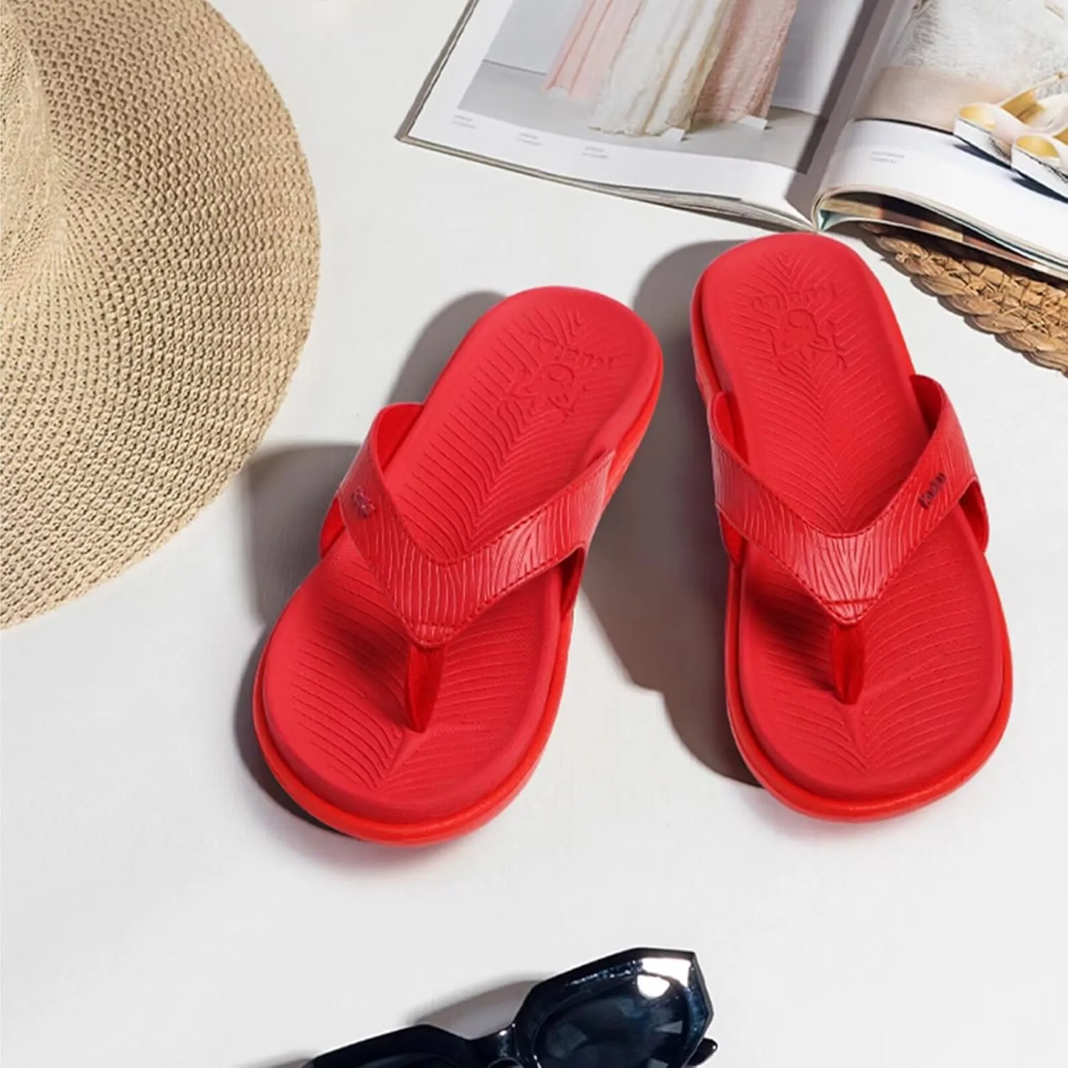 KuaiLu Flip Flops For Women Ladies Orthotic Yoga Mat Cushion Sandals Dressy Womans Lightweight Summer Slip On Beach Thong Sandles with Comfortable Arch Support (US Size 5-12)