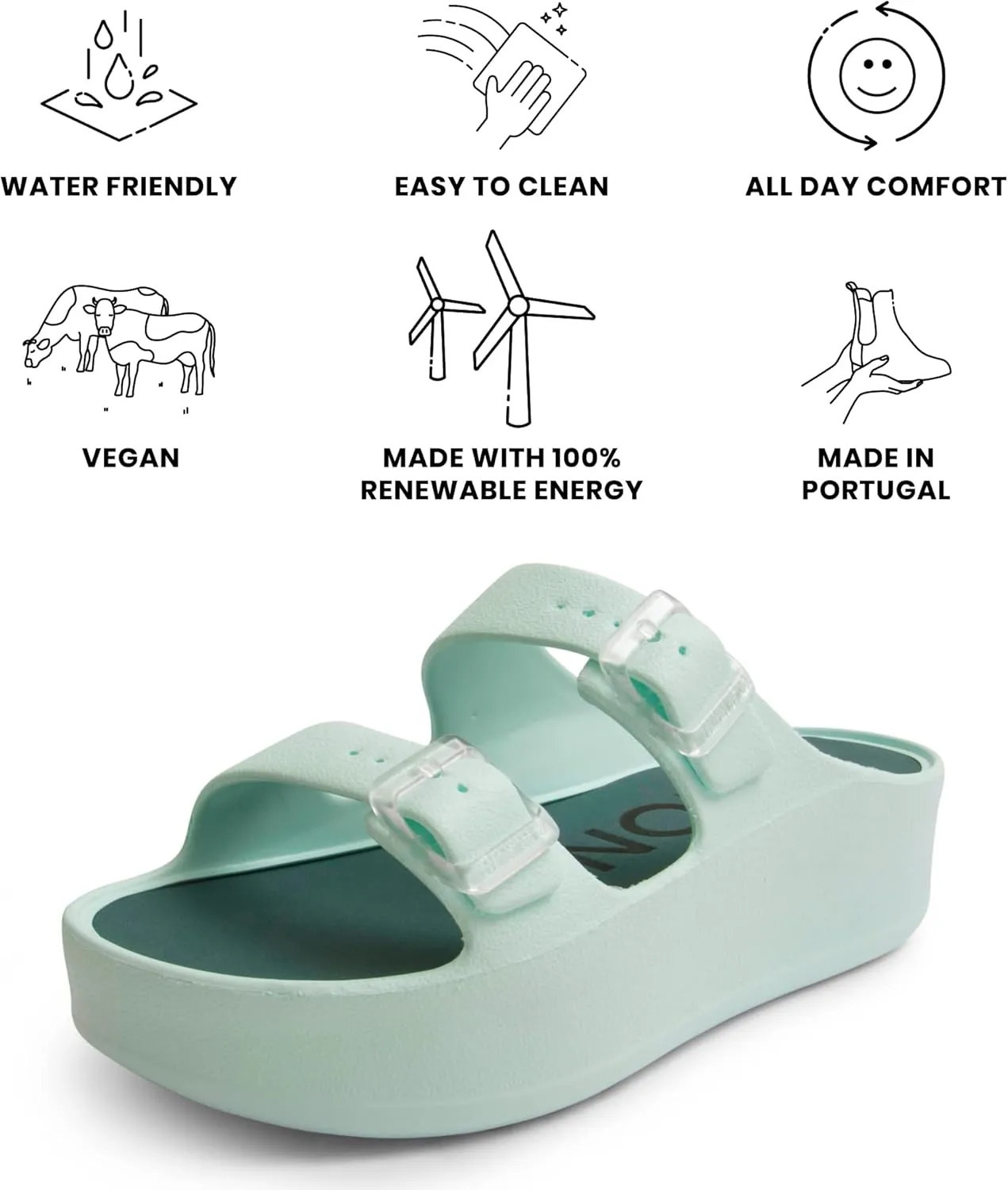 Lemon Jelly Women's Platform Sandals - Casual Double-Buckled Water-Friendly Wedges for Beach - Comfortable, Lightweight Slip-On Sandals for Ladies - Cute, Versatile Chunky Summer Slides