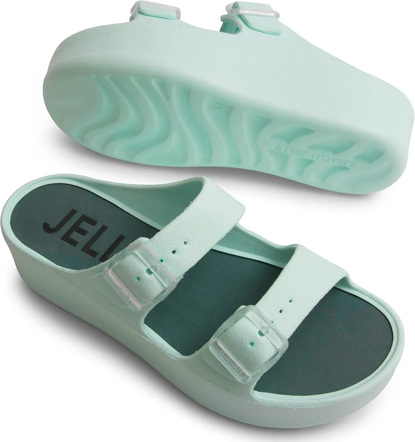 Lemon Jelly Women's Platform Sandals - Casual Double-Buckled Water-Friendly Wedges for Beach - Comfortable, Lightweight Slip-On Sandals for Ladies - Cute, Versatile Chunky Summer Slides