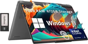 Lenovo Yoga 7i 14" 2K Touchscreen 2-in-1 Laptop, Intel Ultra 5 125U, 16GB RAM, 672GB Storage (512GB SSD 160GB Docking Station Set), Backlit Keyboard, Wi-Fi 6E, Fingerprint Reader, Win 11, Gray