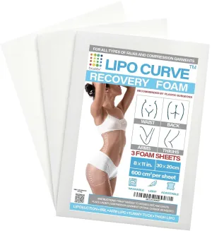 Lipo Foam Post Surgery Pads, Liposuction Recovery Foam Boards, Compatable with Compression Garment Sheets, Faja, Abdominal Binder, Waist Trainer, Belly Wrap, BBL Pillow, Foam Boards, 3-Pack
