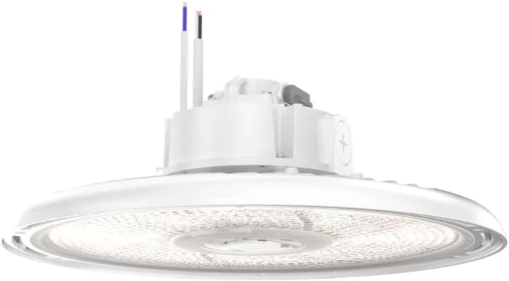 Lithonia Lighting REBL Round High Bay LED Light, 24,000/27,000/30,000 Adjustable Lumen Output, 3500K/4000K/5000K Switchable White Color Temperature, Work Light, UVOLT 120-347V, 14.6" x 7.5", White