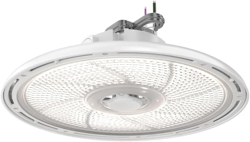 Lithonia Lighting REBL Round High Bay LED Light, 24,000/27,000/30,000 Adjustable Lumen Output, 3500K/4000K/5000K Switchable White Color Temperature, Work Light, UVOLT 120-347V, 14.6" x 7.5", White