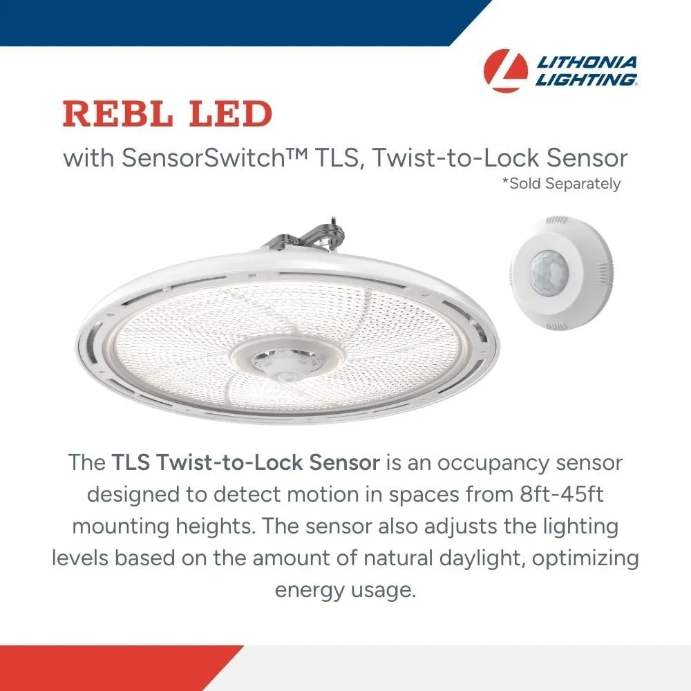 Lithonia Lighting REBL Round High Bay LED Light, 24,000/27,000/30,000 Adjustable Lumen Output, 3500K/4000K/5000K Switchable White Color Temperature, Work Light, UVOLT 120-347V, 14.6" x 7.5", White
