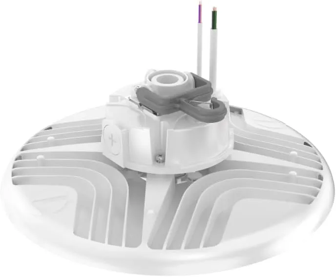 Lithonia Lighting REBL Round High Bay LED Light, 24,000/27,000/30,000 Adjustable Lumen Output, 3500K/4000K/5000K Switchable White Color Temperature, Work Light, UVOLT 120-347V, 14.6" x 7.5", White