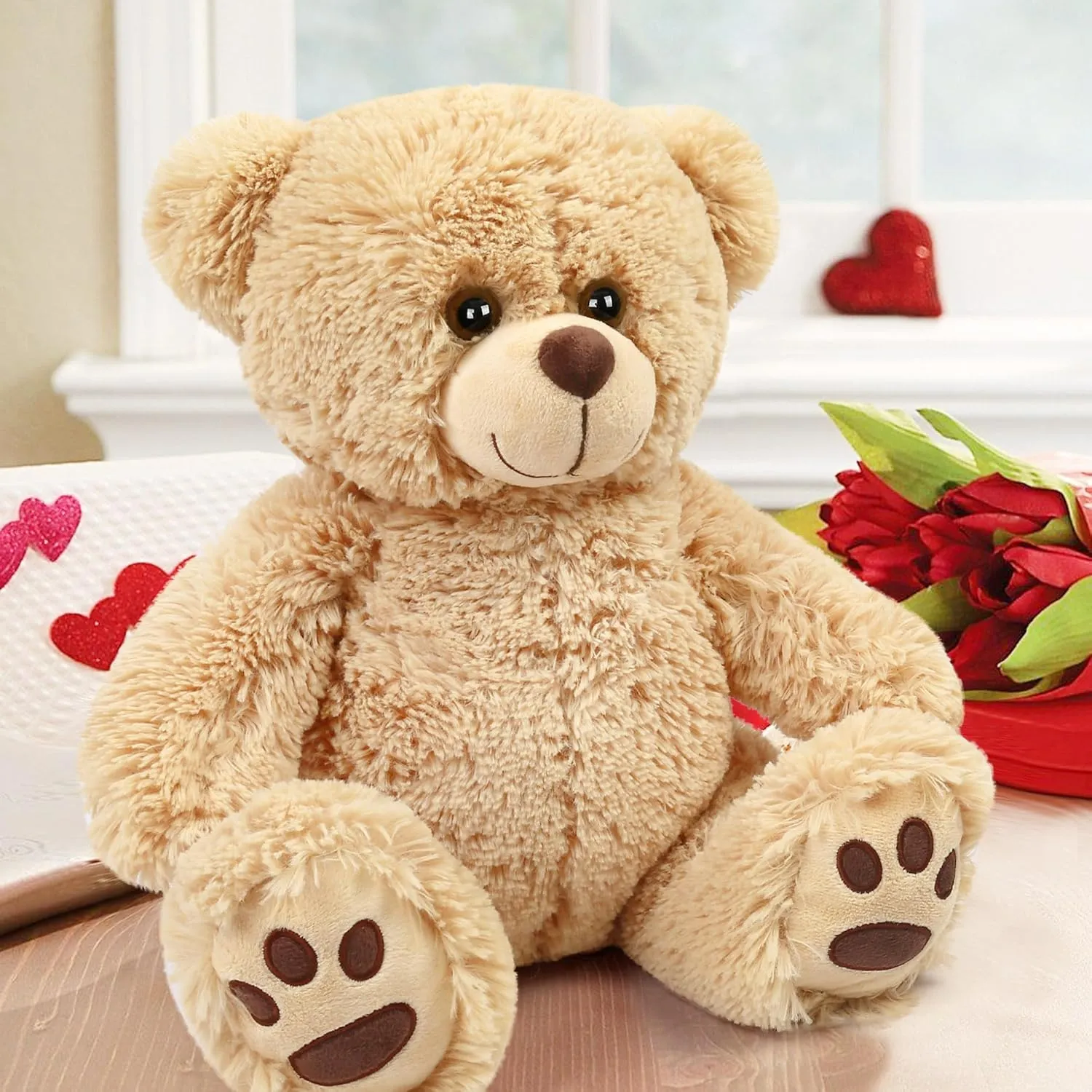 LotFancy Teddy Bear Stuffed Animal, 14 inch Brown Teddy Bear Plush Toy, Soft Plush Gifts for Kids Baby Toddlers on Baby Shower, Easter Decorations