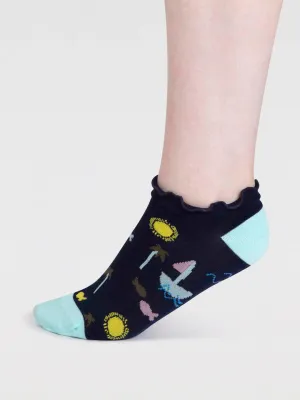 Maron Bamboo Sailing Socks in Navy by Thought
