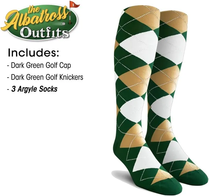 Mens Albatross Golf Outfit - Golf Cap, 3 Argyle Socks