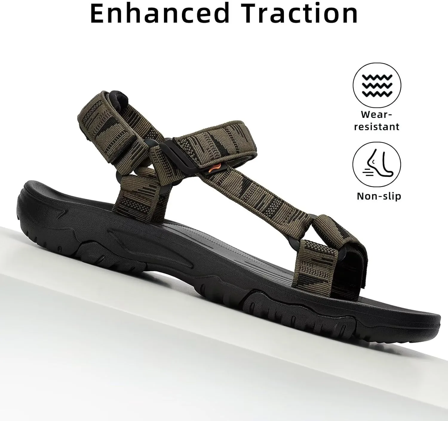 Men's Sport Hiking Sandals with Arch Support Lightweight EVA Midsole Outdoor Beach Water Sandal