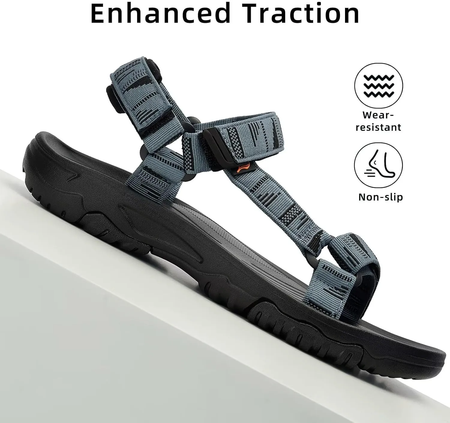 Men's Sport Hiking Sandals with Arch Support Lightweight EVA Midsole Outdoor Beach Water Sandal