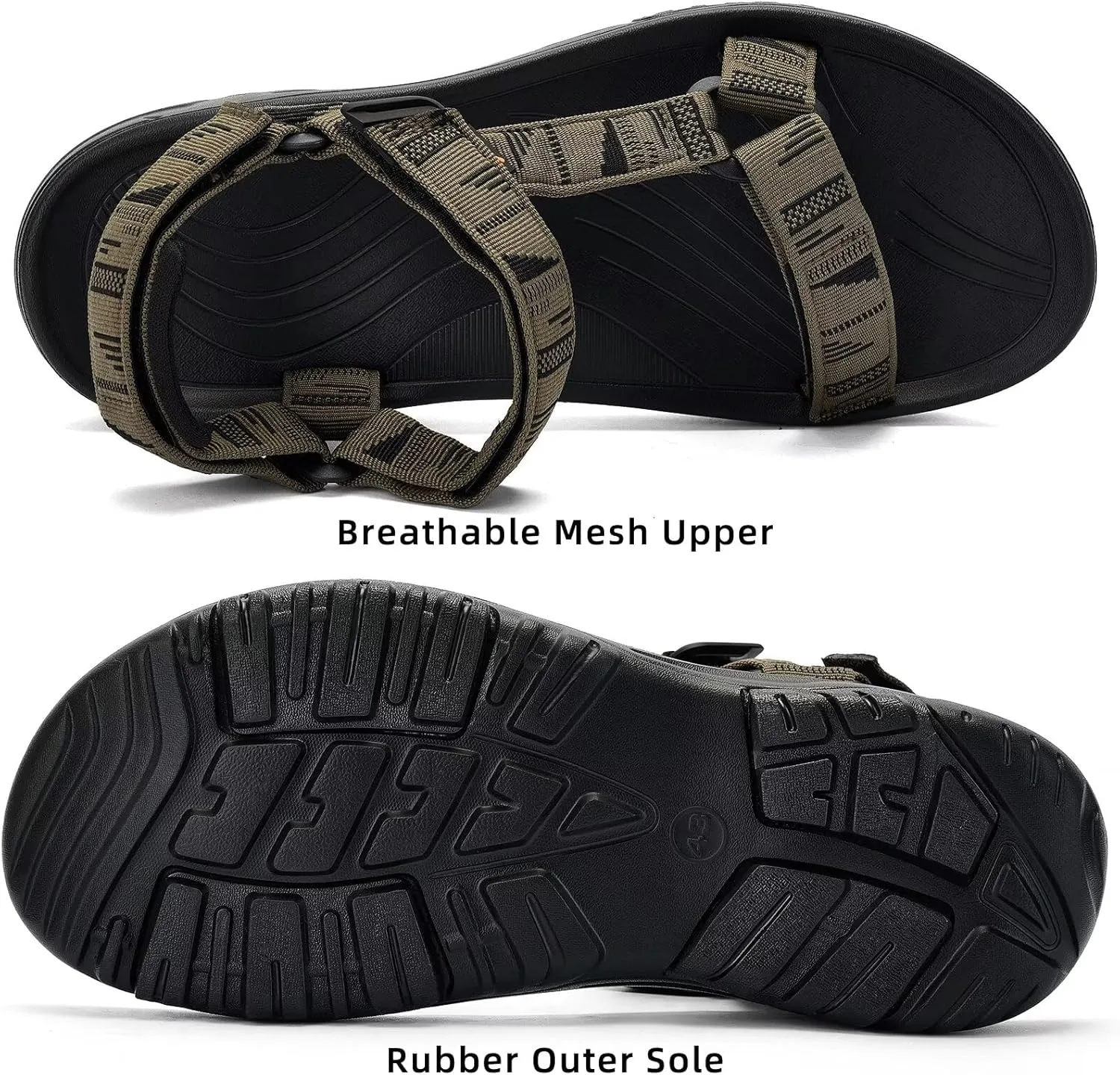 Men's Sport Hiking Sandals with Arch Support Lightweight EVA Midsole Outdoor Beach Water Sandal