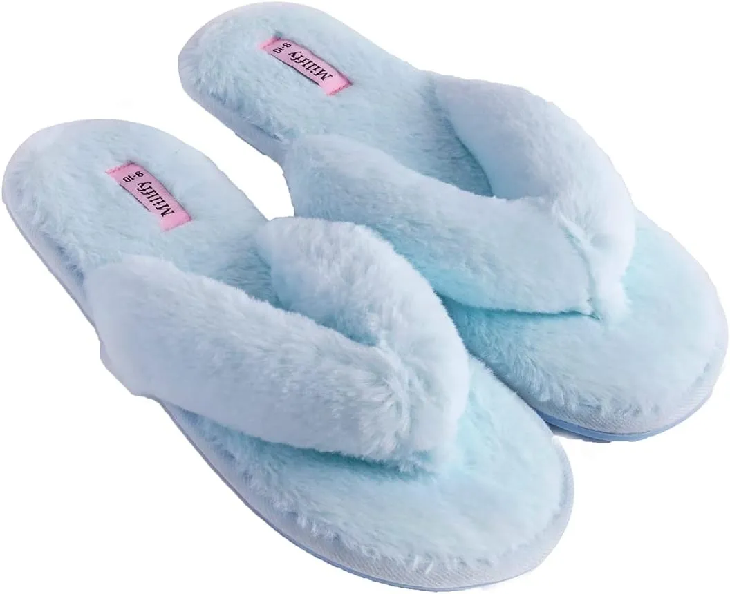 Millffy Fuzzy Fluffy Open Toe Slippers for Summer Warm Comfy flip Flop Slippers for Women Slip on