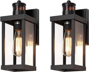 mirrea 12" Outdoor Motion Sensor Porch Wall Lights Dusk to Dawn Outside Lights for House Matte Black Pack of 2