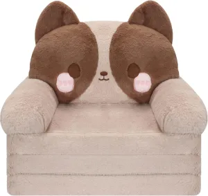 MONKISS Kids Couch, Comfy Toddler Chair, 2 in 1 Fold Out Kids Sofa to Lounger, Baby Sleeper Chair, Toddler Furniture, Birthday Gifts for Boys and Girls, 18  Months, Cute Dog