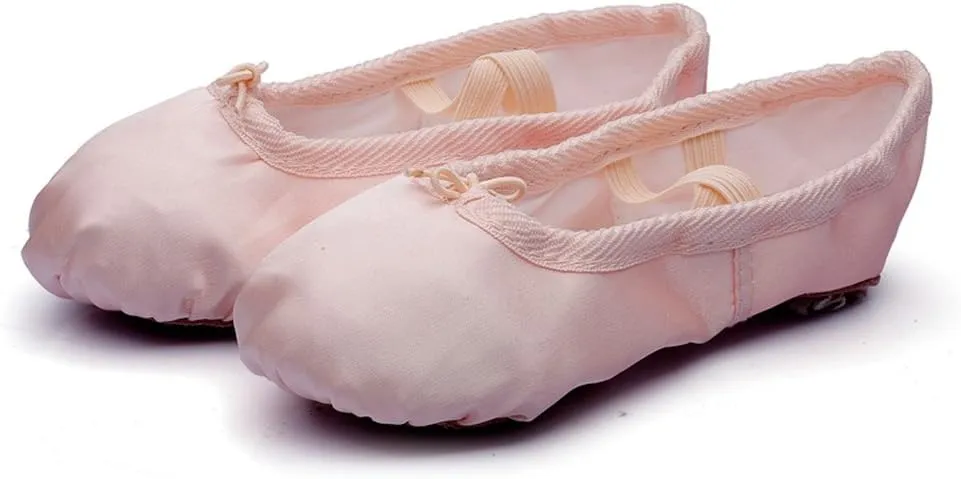 MSMAX Women's Ballet Shoes Satin Split Sole Flats for Dancing Gymnastic Yoga