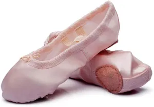 MSMAX Women's Ballet Shoes Satin Split Sole Flats for Dancing Gymnastic Yoga