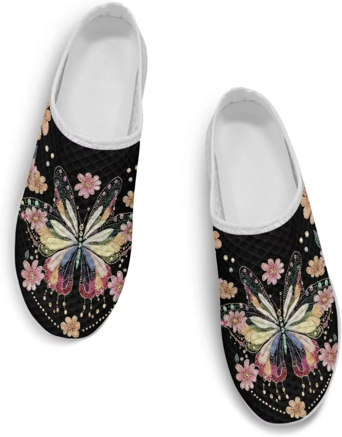 Mule Shoes for Women Summer Novelty Butterfly Outdoor Non-Slip Sneakers Hand Free Garden Walking Shoes Slip On